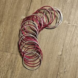 Pink and Silver Bangle Set